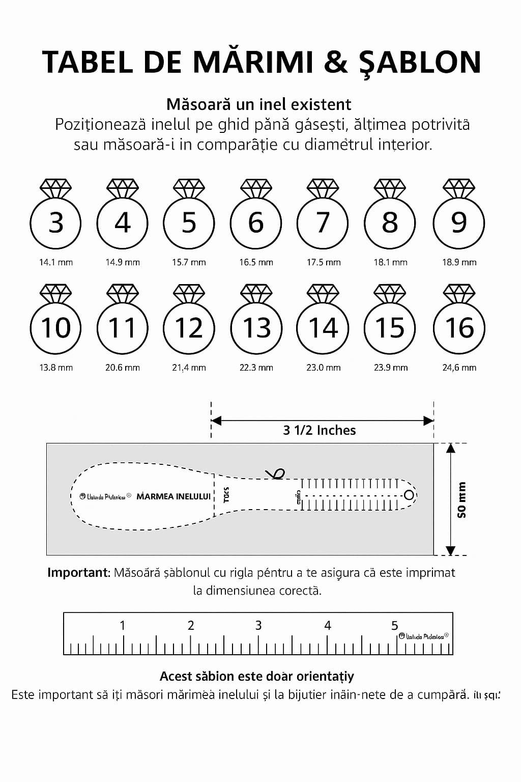 Șablon mărimi inel Persian Jewelry