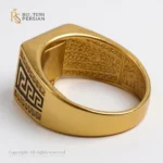 Inel bărbătesc Royal din aur galben, decorat cu email colorat și pietre zirconiu