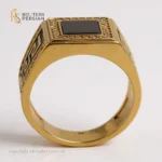 Inel bărbătesc Royal din aur galben, decorat cu email colorat și pietre zirconiu