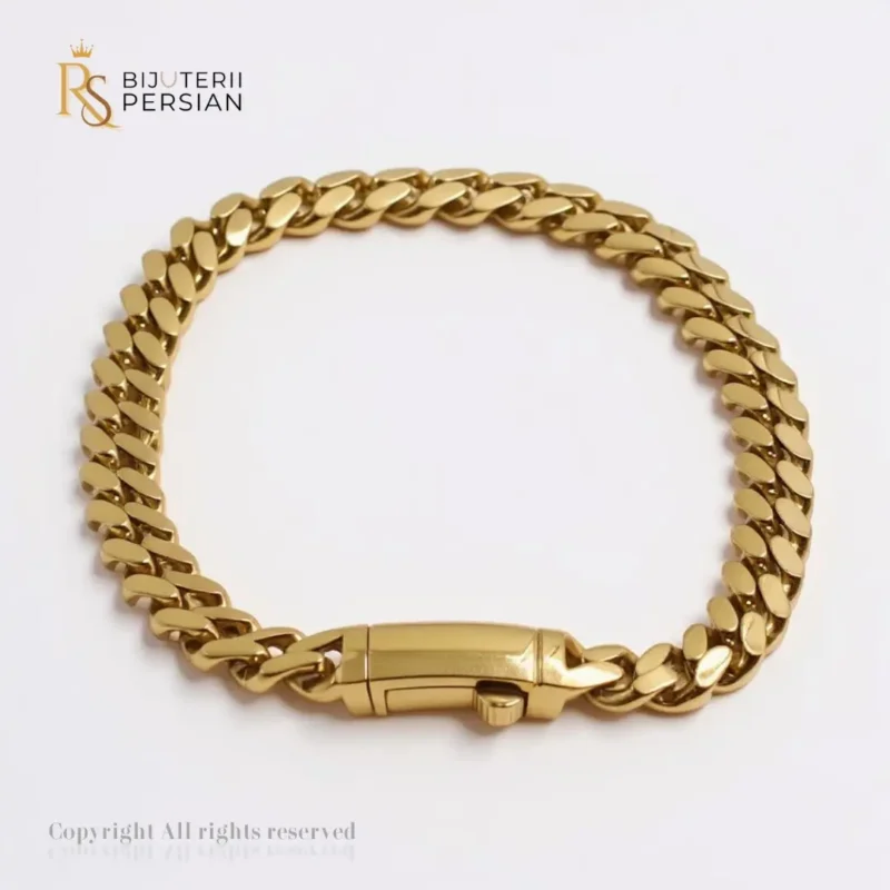 Brățara Cuban Clasică din aur galben cu design simplu și elegant