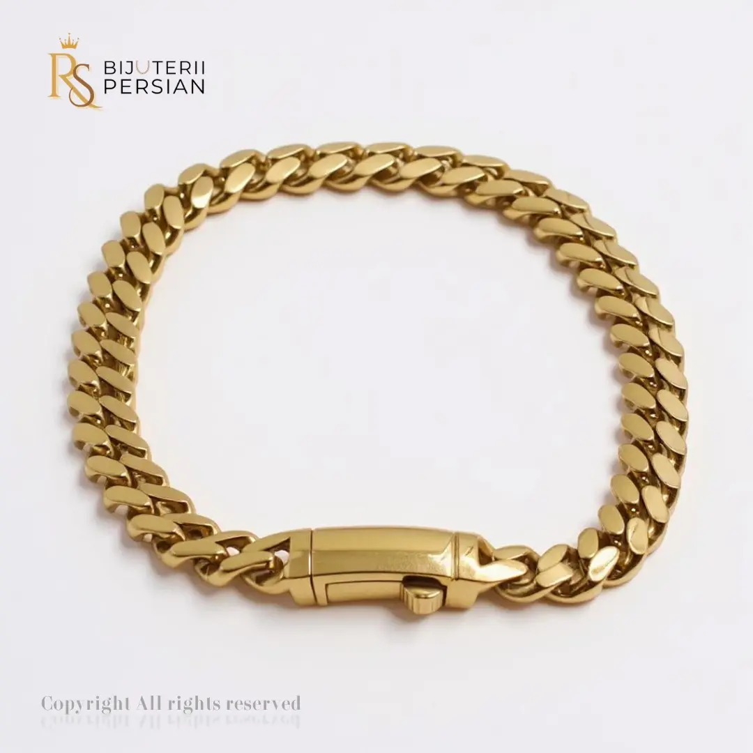 Brățara Cuban Clasică din aur galben (1) Brățara Cuban Clasică din aur galben cu design simplu și elegant