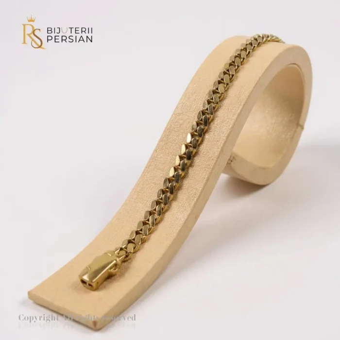 Brățara Cuban Clasică din aur galben cu design simplu și elegant