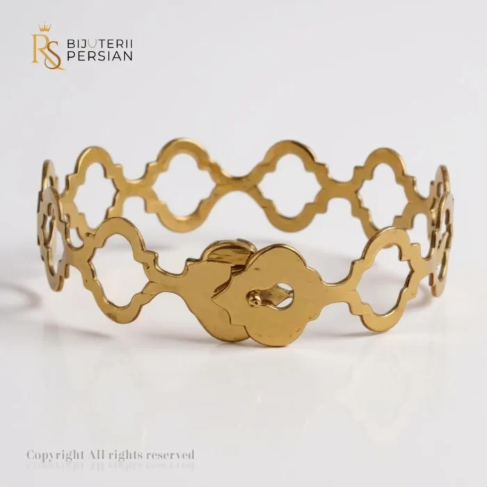 Brățara Elegantă Fixă din aur galben cu design artistic