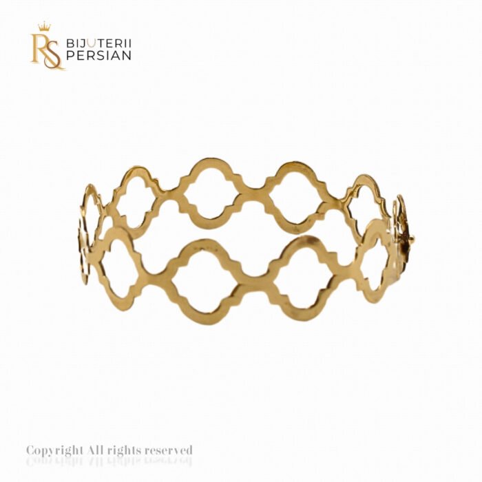Brățara Elegantă Fixă din aur galben cu design artistic