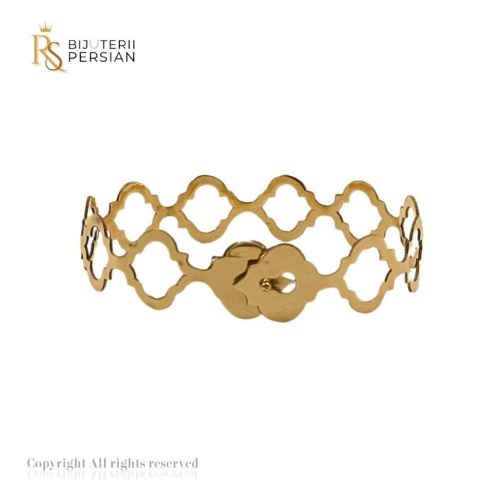 Brățara Elegantă Fixă din aur galben cu design artistic