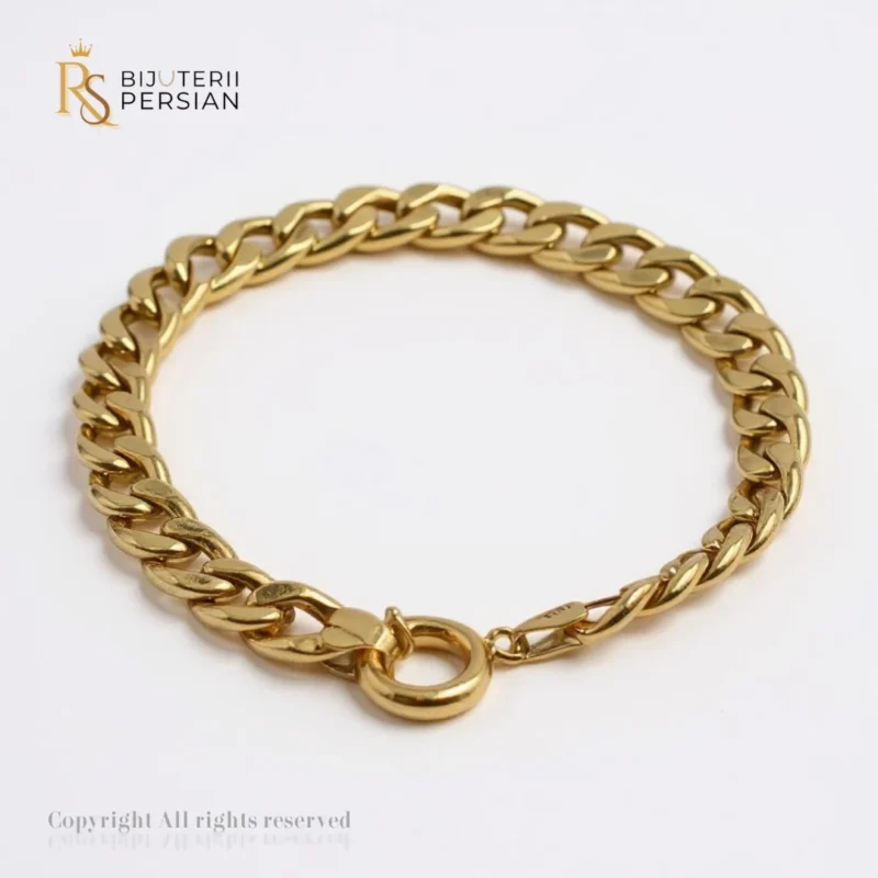 Brățara Fină Cubană din aur galben - bijuterie elegantă din aur 14k