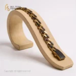 Brățara Lux Cuban din aur galben cu pietre zirconiu negre