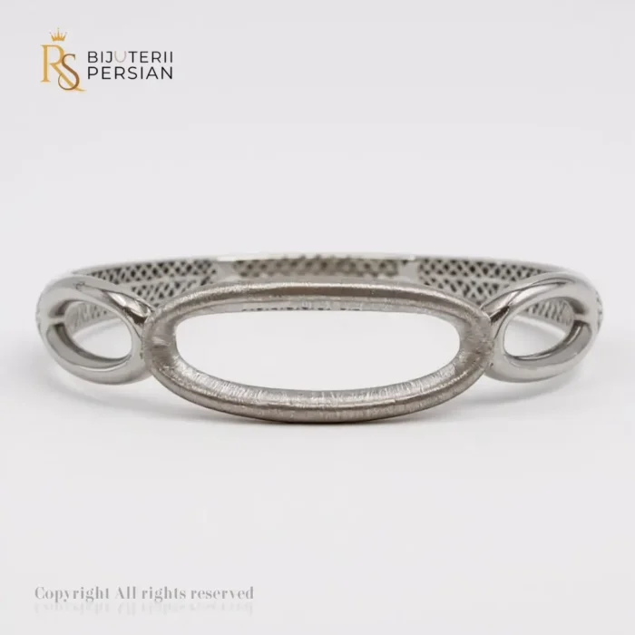 Brățara fixă modernă din aur alb, ideală pentru stiluri elegante