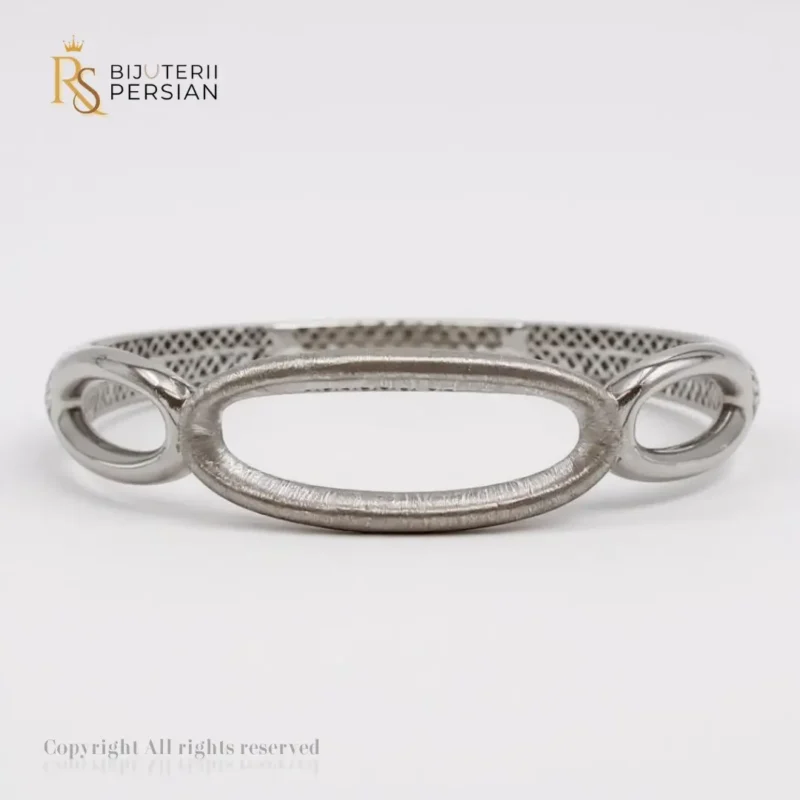 Brățara fixă modernă din aur alb, ideală pentru stiluri elegante