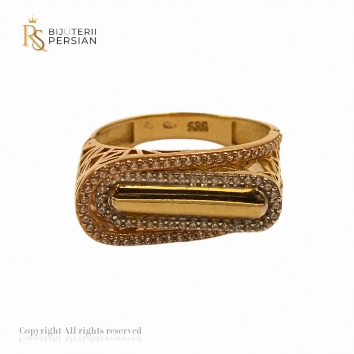 Inel Elegant Aurora din aur galben cu pietre zirconiu alb