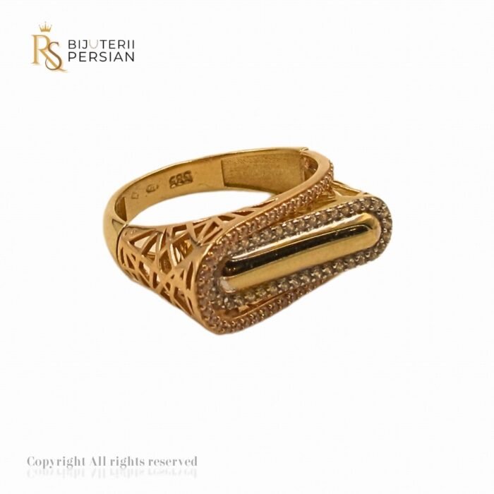 Inel Elegant Aurora din aur galben cu pietre zirconiu alb