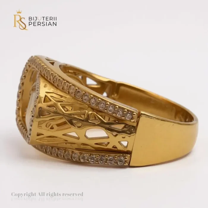 Inel Elegant Aurora din aur galben cu pietre zirconiu alb