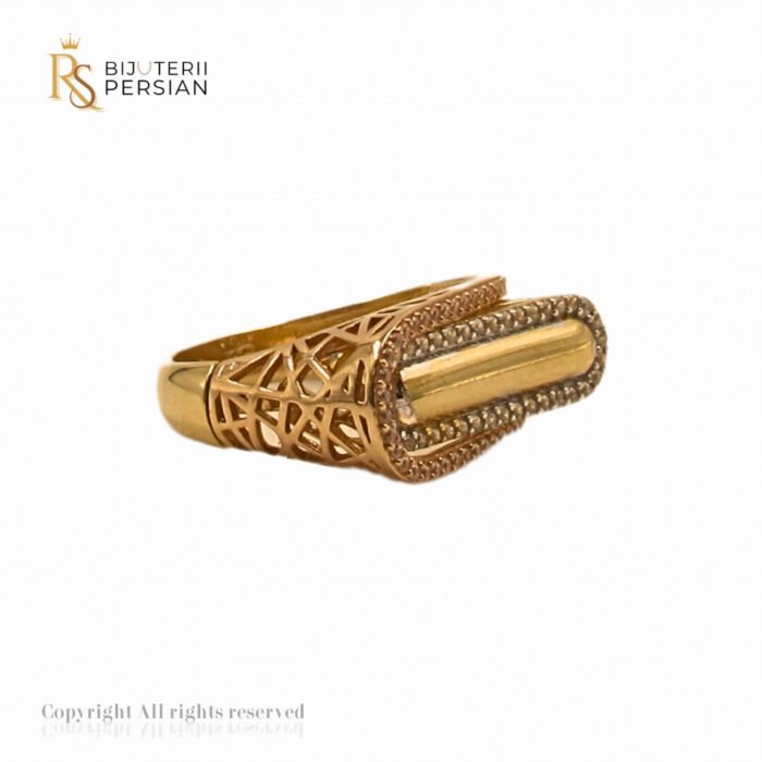 Inel Elegant Aurora din aur galben cu pietre zirconiu alb