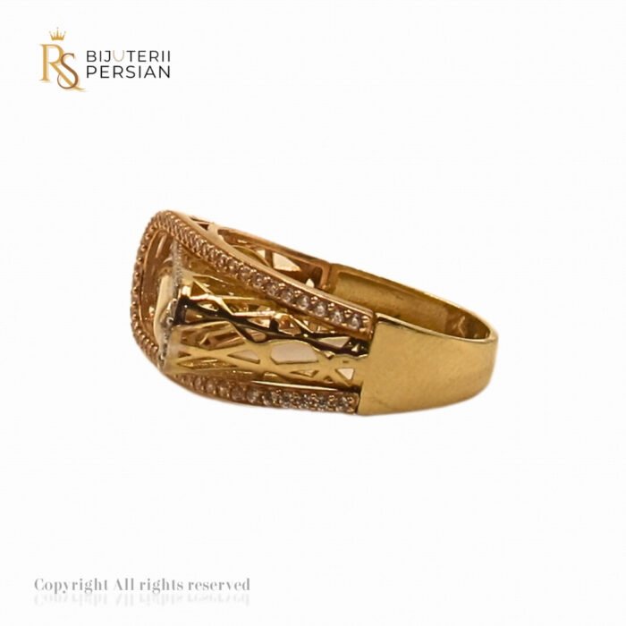Inel Elegant Aurora din aur galben cu pietre zirconiu alb