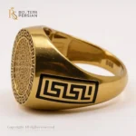 Inel bărbătesc Imperial din aur galben cu email negru și pietre zirconiu