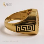 Inel bărbătesc Imperial din aur galben cu email negru și pietre zirconiu