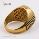 Inel bărbătesc Imperial din aur galben cu email negru și pietre zirconiu