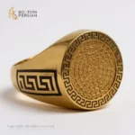 Inel bărbătesc Imperial din aur galben cu email negru și pietre zirconiu