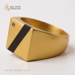 Inel bărbătesc Regal din aur galben cu email colorat și pietre zirconiu