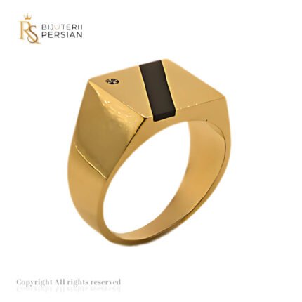 Inel bărbătesc Regal din aur galben cu email colorat și pietre zirconiu