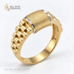 Ghiul din aur bicolor 14K pentru bărbați fără pietre cu platou mat și umeri în stil brățară Rolex Bijuterii Persian