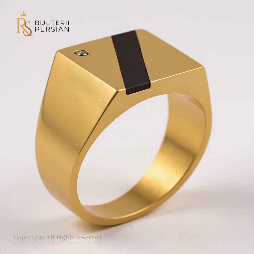 inel-barbatesc-regal-email-colorat-zirconiu Inel bărbătesc Regal din aur galben cu email colorat și pietre zirconiu