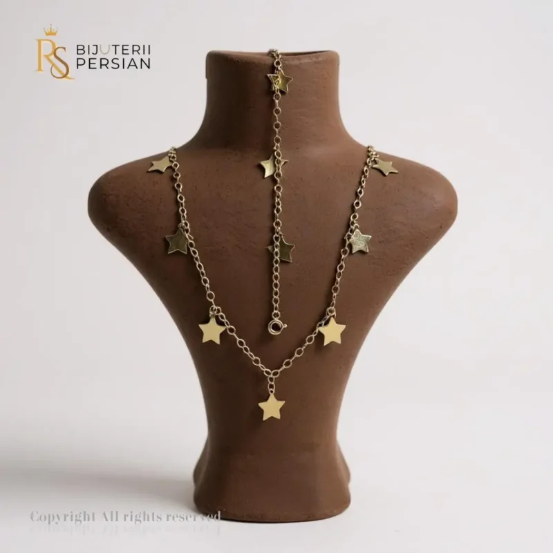 Set Brățară și Colier Stele din Aur Galben - Eleganță și Rafinament
