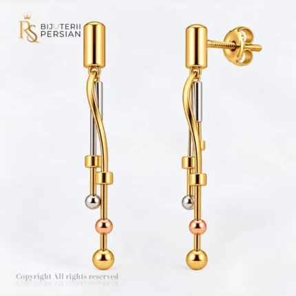 Cercei Eleganți din Aur Galben cu Design Suspendat