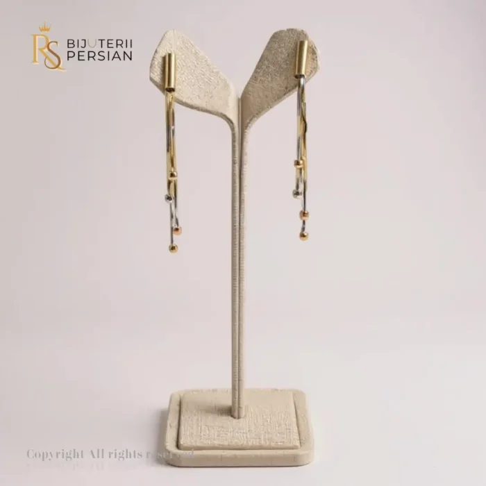 Cercei Eleganți din Aur Galben cu Design Suspendat