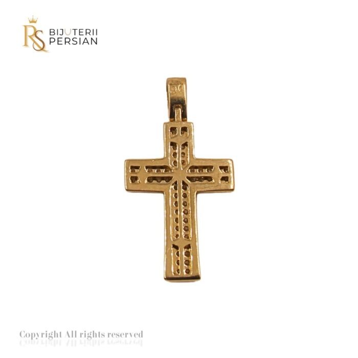 Pandantiv crucifix din aur galben cu pietre zirconiu elegante