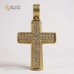 Pandantiv crucifix din aur galben cu pietre zirconiu elegante