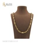 Lant aur galben 14K cu zale industriale și plăci lucioase, design robust și modern