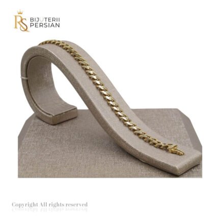 Brățară lată din aur galben 14K cu model fațetat – fără pietre