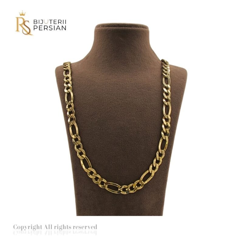 Lanț Figaro din aur galben 14K – model clasic cu verigi alternante, finisaj lucios.