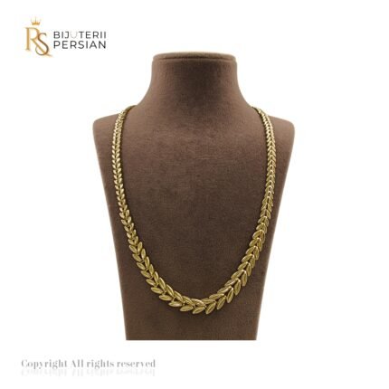Lant din aur galben 14K cu model frunza elegant