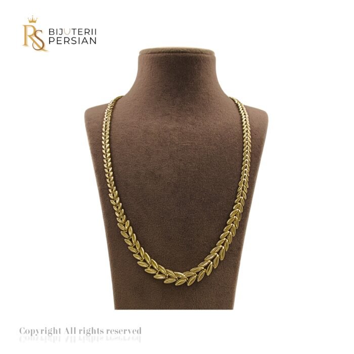 Lant din aur galben 14K cu model frunza elegant