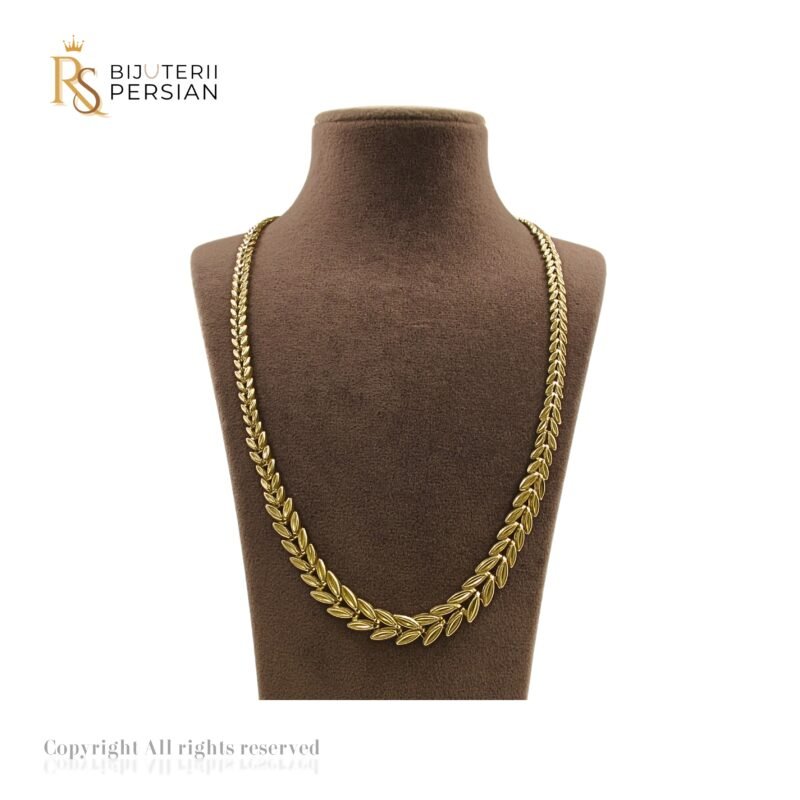 Lant din aur galben 14K cu model frunza elegant