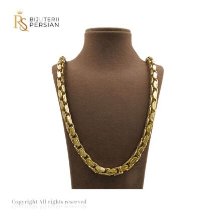Lant aur galben 14K cu zale late ovale, design impunător și strălucire puternică