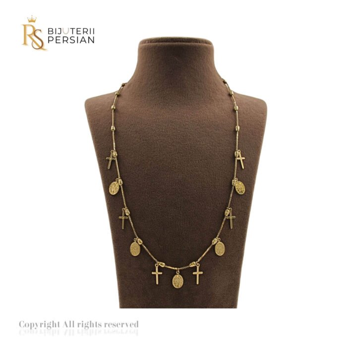 Lănțișor din Aur Galben de 14K cu Crucile și Medalioane Design cu Însemnătate - imagine 1