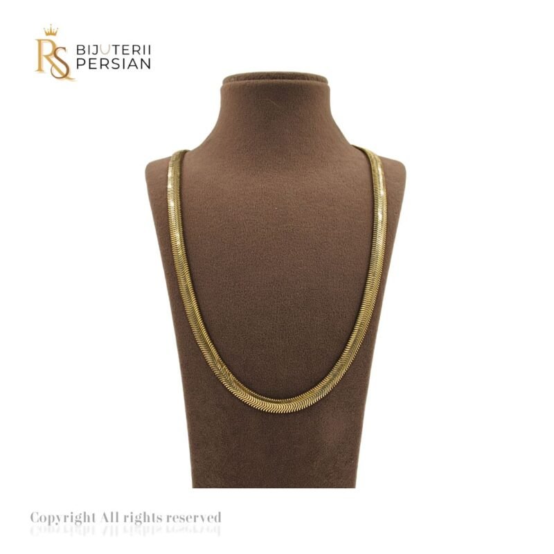 Lant aur galben 14K cu design șarpe lucios, elegant și flexibil