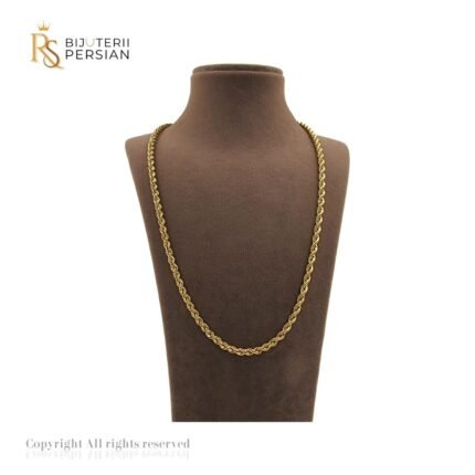 Lanț din aur galben 14K model răsucit cu textură strălucitoare și design rafinat