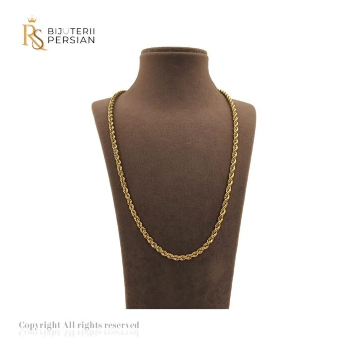 Lanț din aur galben 14K model răsucit cu textură strălucitoare și design rafinat