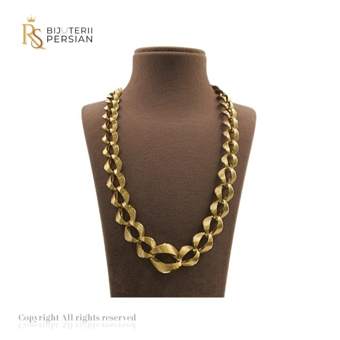 Lanț din aur galben 14K cu design elegant și modern, zale intercalate