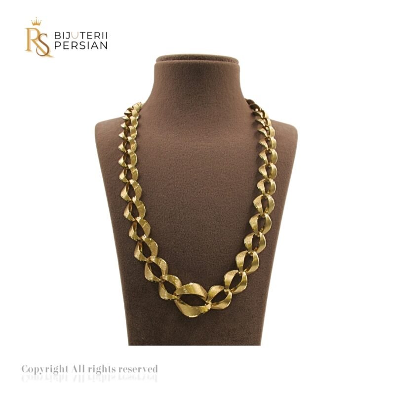 Lanț din aur galben 14K cu design elegant și modern, zale intercalate