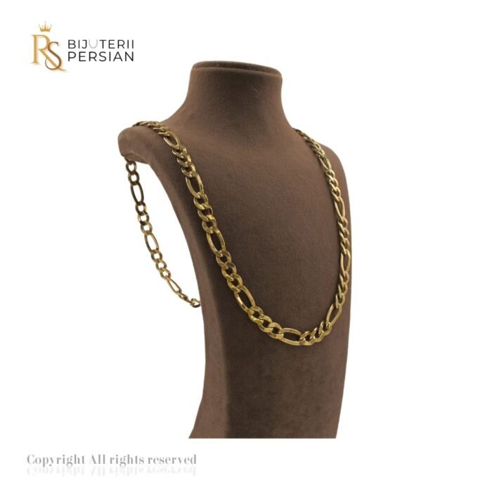 Lanț Figaro din aur galben 14K – model clasic cu verigi alternante, finisaj lucios.