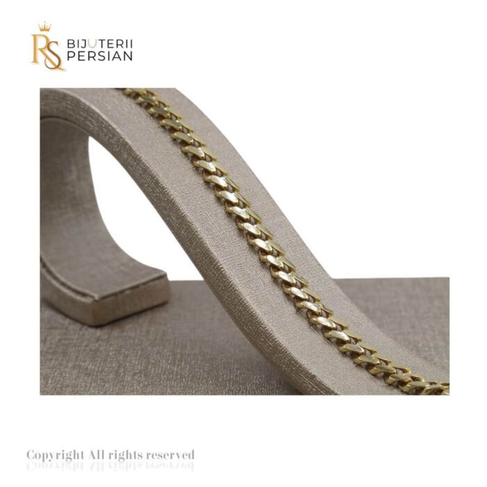 Brățară lată din aur galben 14K cu model fațetat – fără pietre