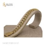 brățară din aur galben 14K cu pietre zirconia și design lat
