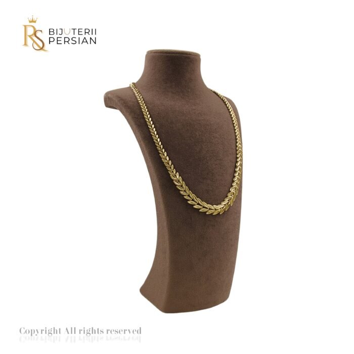 Lant din aur galben 14K cu model frunza elegant