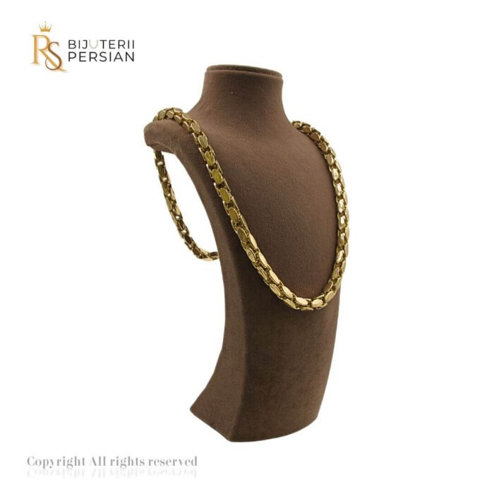 Lant aur galben 14K cu zale late ovale, design impunător și strălucire puternică
