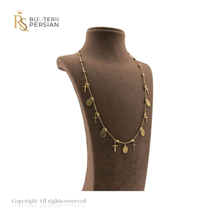 Lănțișor din Aur Galben de 14K cu Crucile și Medalioane Design cu Însemnătate - imagine 3